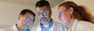 Scientists reviewing results together